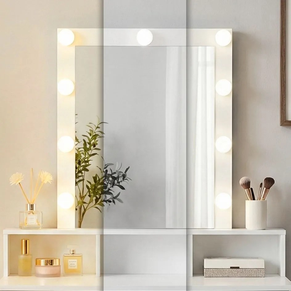 Toaletní stolek s LED osvětlením Cirko 80 cm bílý