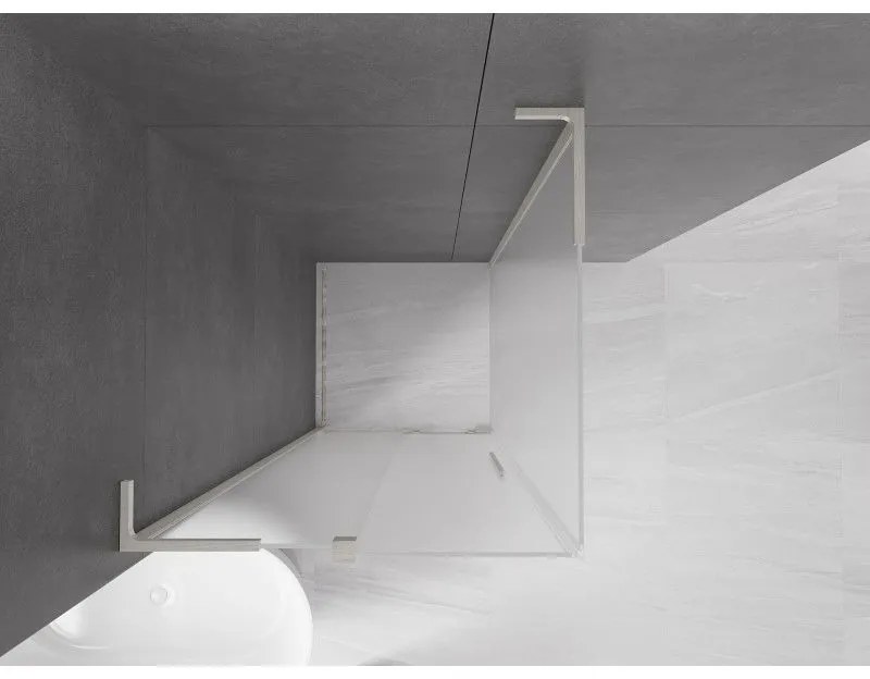 Mexen Velar L, sprchový kút s posuvnými dverami 100 x 100 cm, 8mm sklo námraza, brúsená oceľ, 871-100-100-33-97
