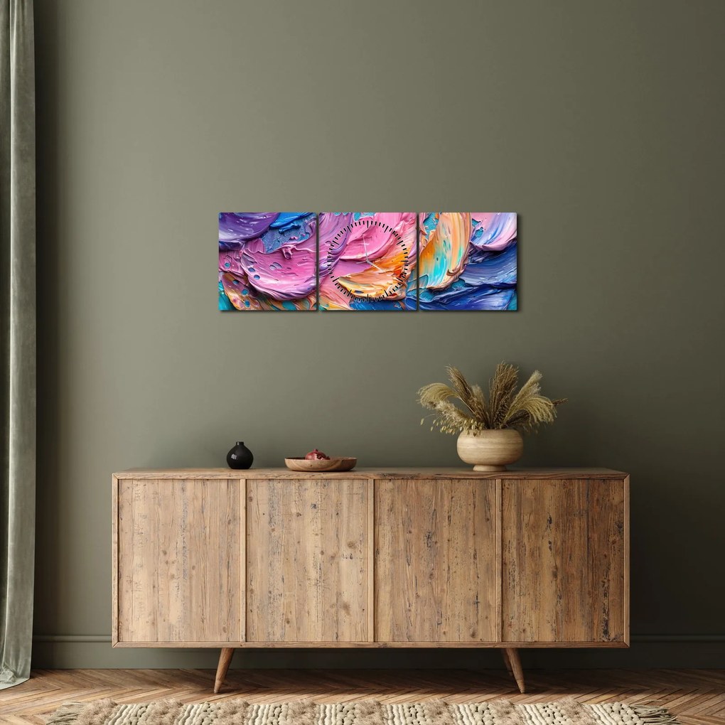 Obraz - Olejomaľba (s hodinami) (90x30 cm)