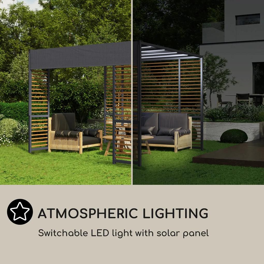 Valence, altánok, 3 x 3 m, UV50+, vodoodpudivý, solárne LED osvetlenie, solárny panel