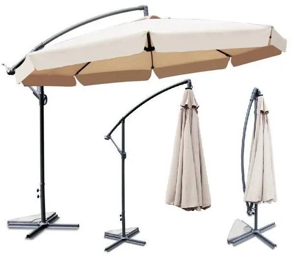 ShopJK ZÁHRADNÝ SLNEČNÍK 350 CM BÉŽOVÝ
