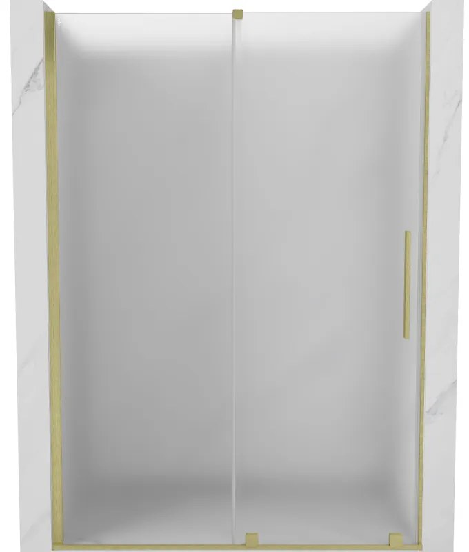 Mexen Velar, posuvné sprchové dvere do otvoru 130 cm, 8mm sklo námraza, zlatá matná, 871-130-000-31-55
