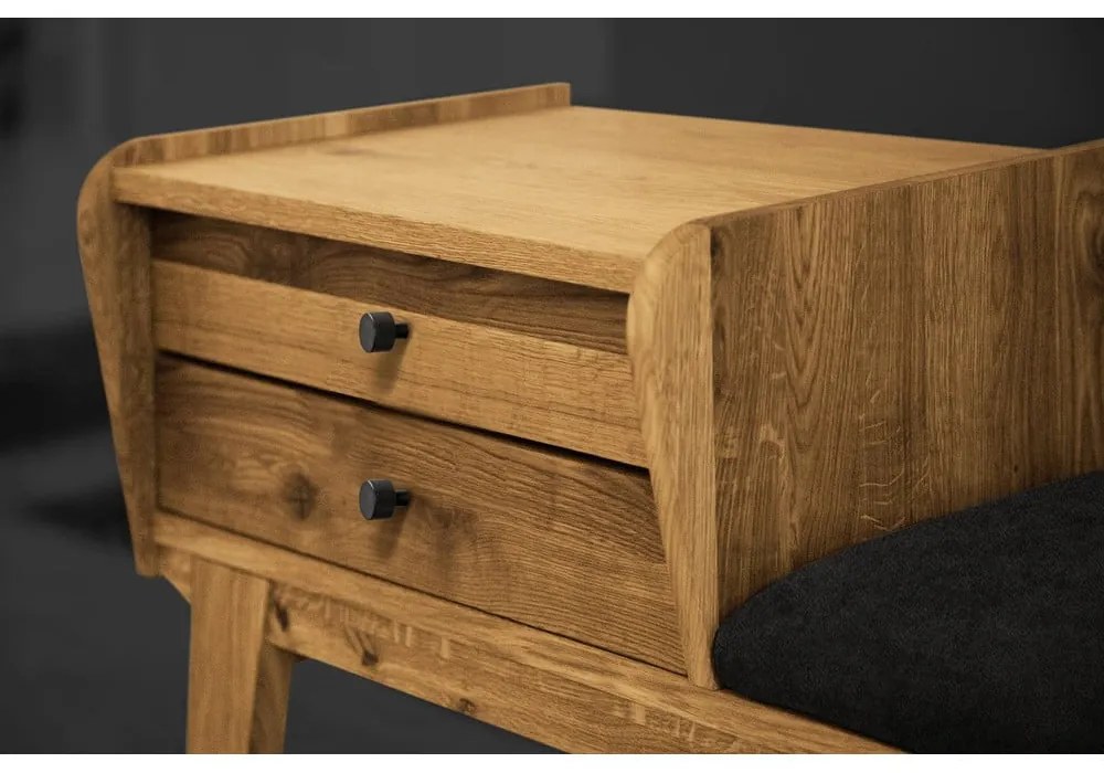 Lavica so zásuvkami z dubového dreva so sivým sedákom Retro - The Beds