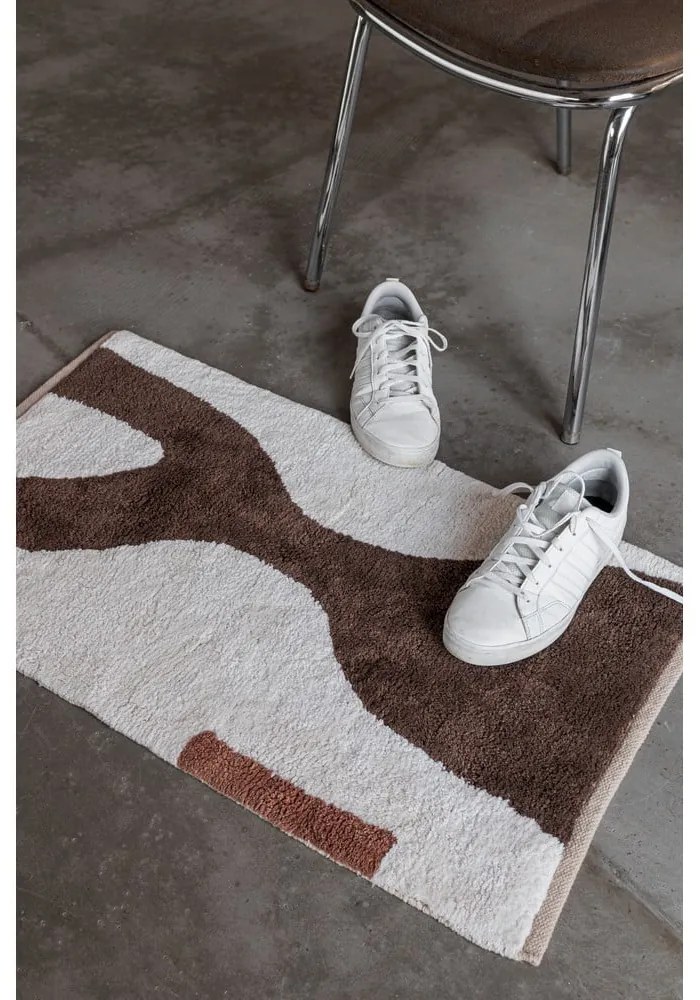Bielo-hnedý prateľný bavlnený koberec 50x80 cm Figura – Mette Ditmer Denmark
