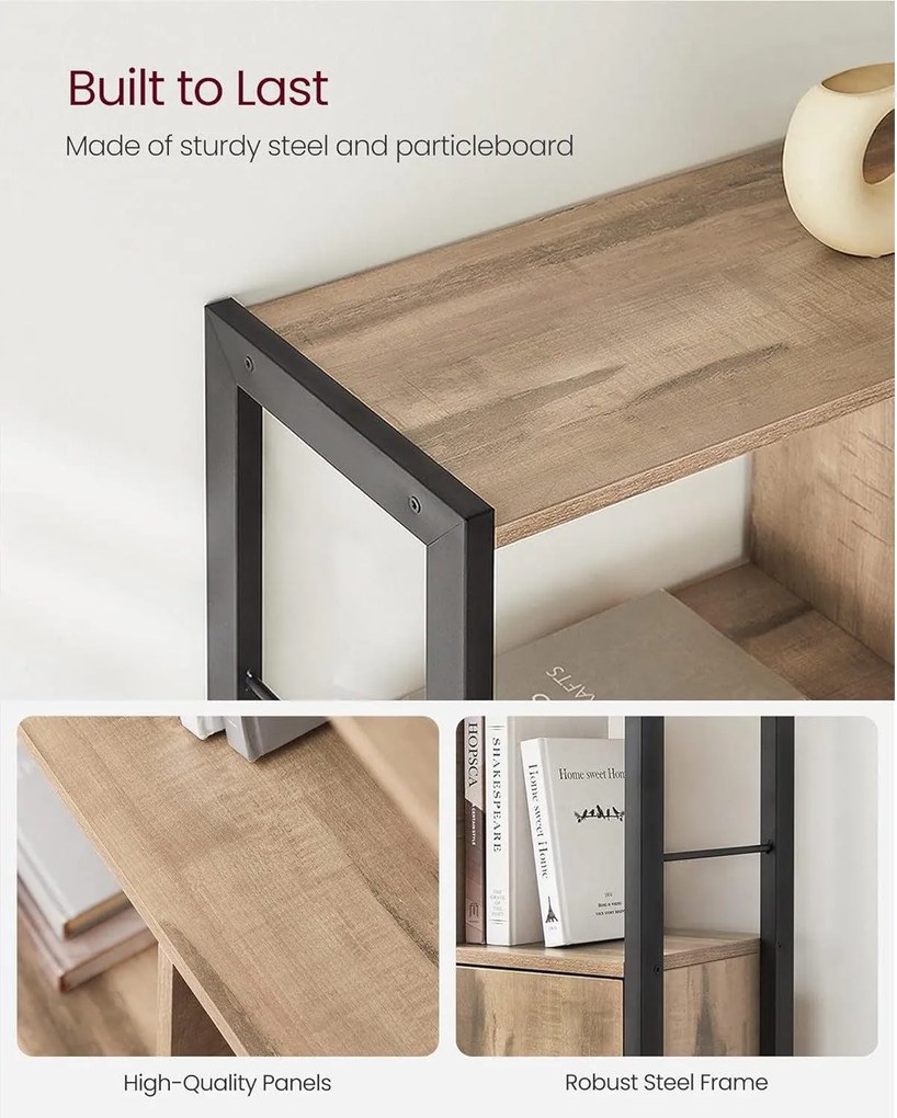 Polica na knihy, knižnica so 4 úrovňami, farba dub toasted oak