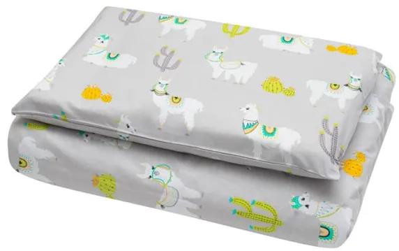 NEW BABY 3-dielne posteľné obliečky New Baby 100/135 cm lama sivo-horčicové