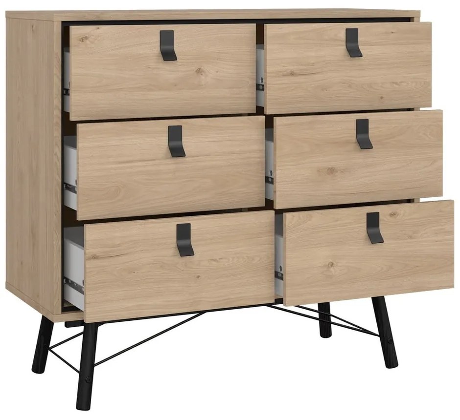 Nízka komoda v dekore duba v prírodnej farbe 102x99 cm Ry – Tvilum