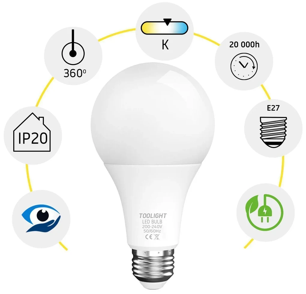 Toolight Toolight, LED žiarovka E27, 15W, 1200lm, 4000K neutrálna biela, RSL030, OSW-20015