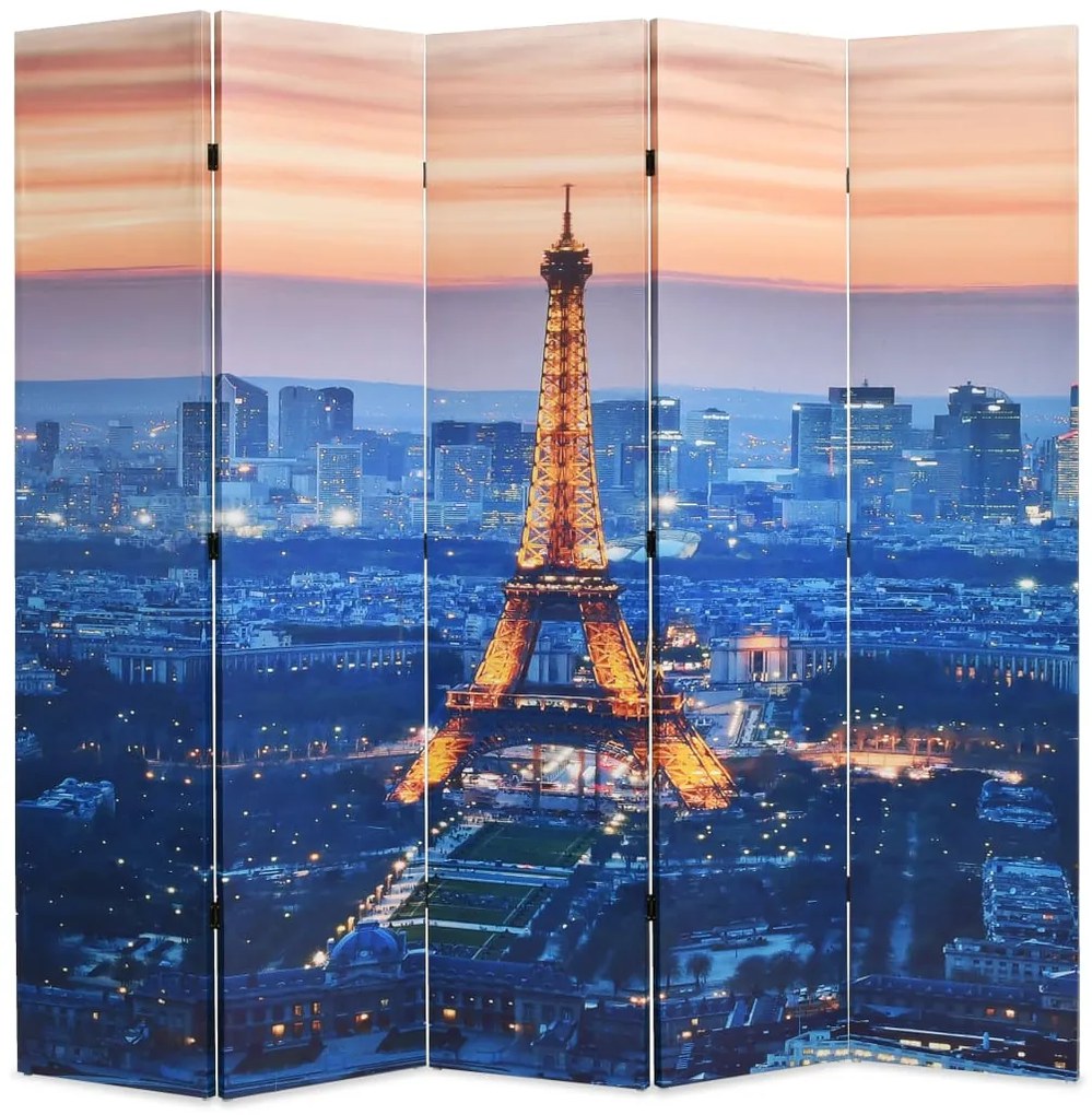 vidaXL Skladací paraván, 200x170 cm, potlač nočného Paríža