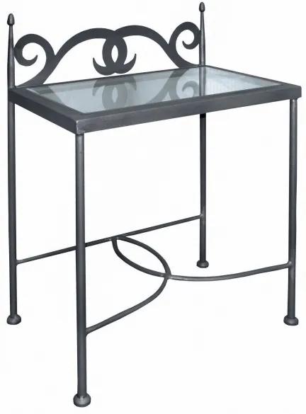 IRON-ART Nočný stolík CARTAGENA - so sklenenou doskou, kov + sklo