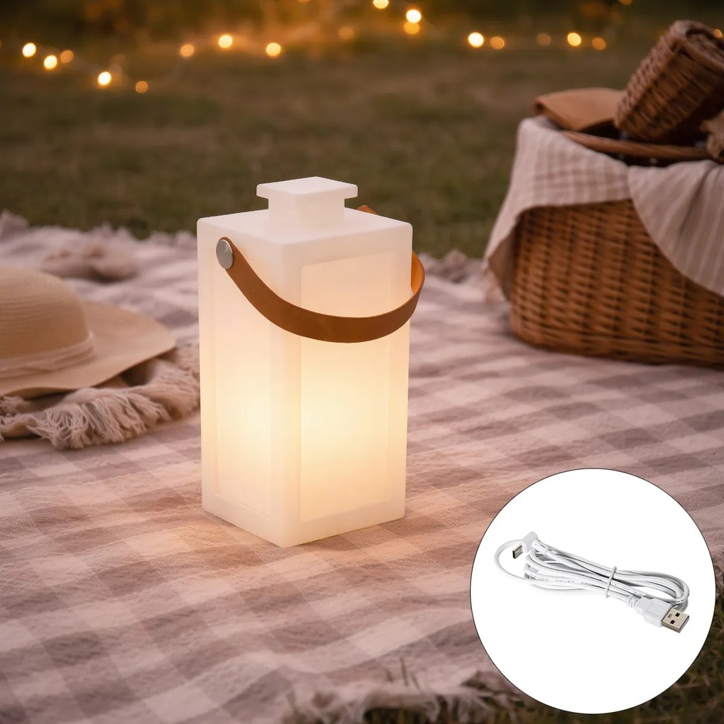 Moderná stolná lampa biela s efektom plameňa nabíjateľná IP44 - Stard