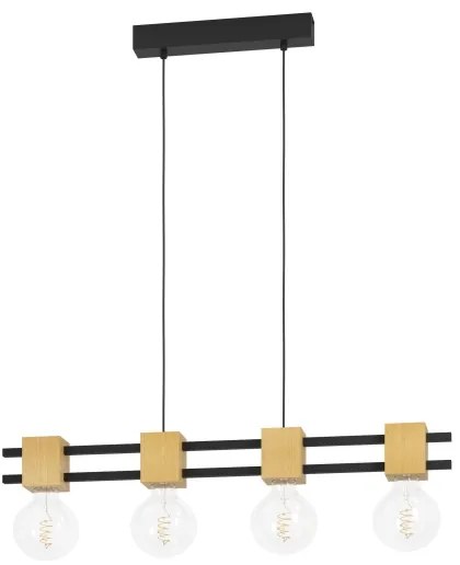 Eglo 390191 - Luster na lanku LEVANTARA 4xE27/40W/230V čierna/hnedá