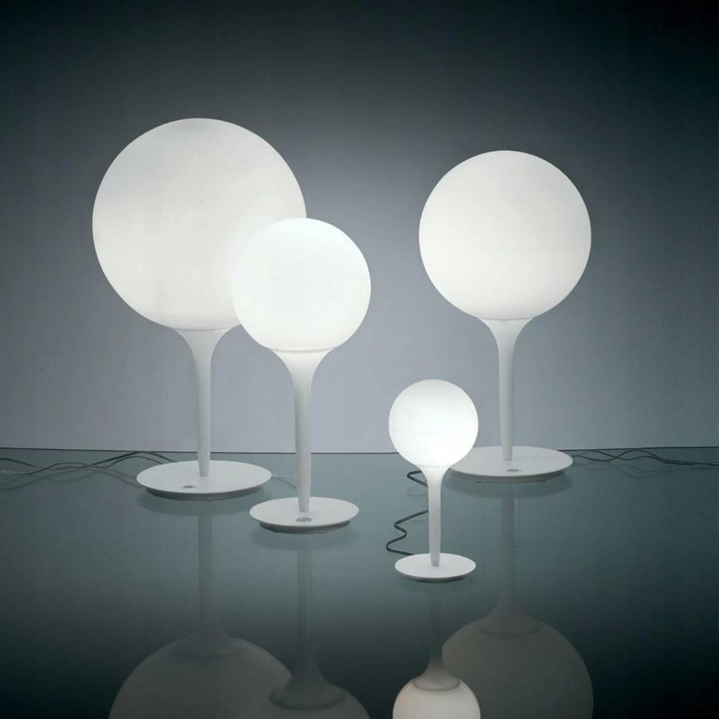 Artemide Castore 350 stolná lampa, biela, dotykový stmievač, sklo 66 cm