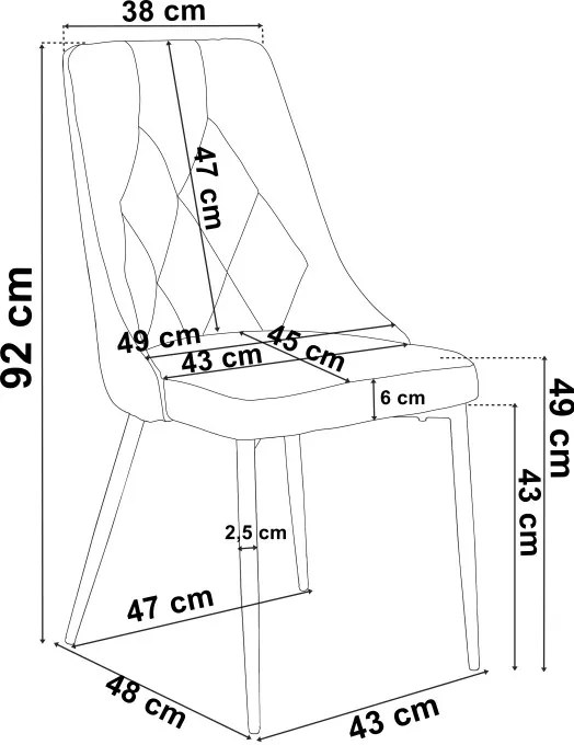 Jedálenská stolička LINCOLN zamatová, grafitová