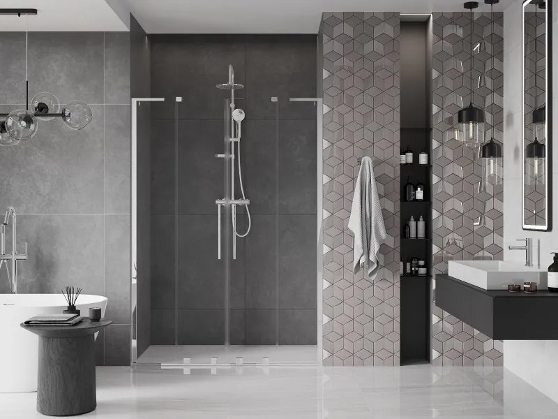 Mexen Velar L Duo, posuvné sprchové dvere do otvoru 160 cm, 8mm číre sklo, chrómová, 871-160-003-02-01