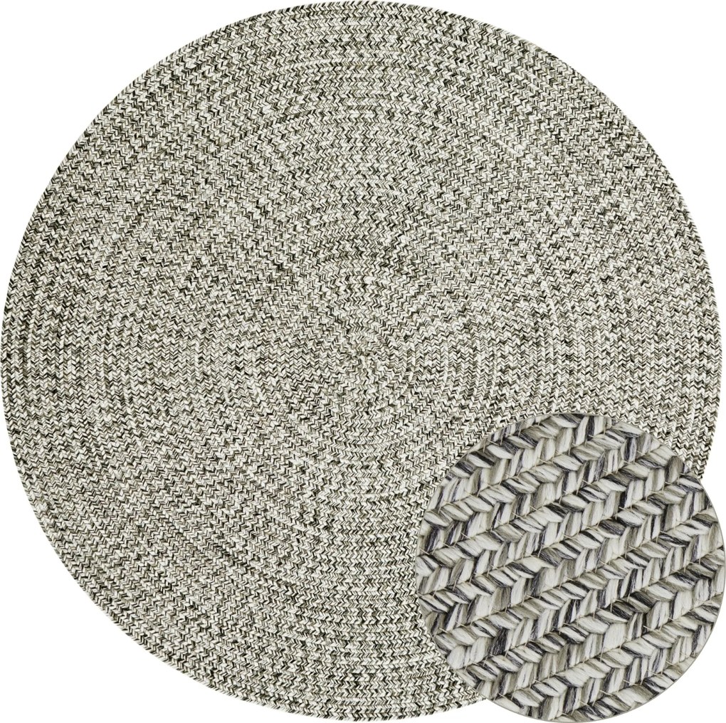 Hanse Home, Kusový koberec Braided 105552 Melange kruh – na von aj na doma, 200x200 (priemer) kruh, béžová, chodba / predsieň