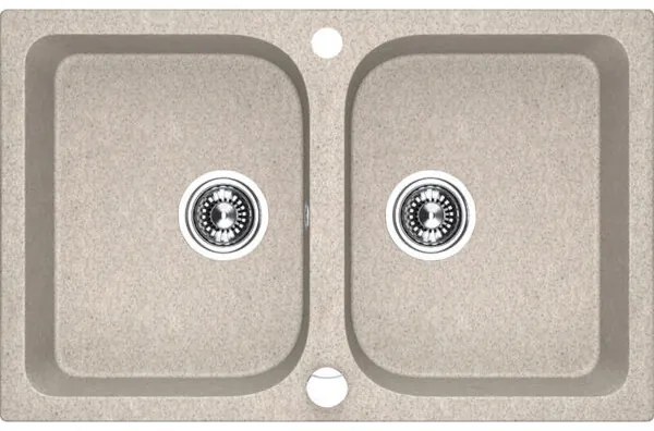 Laveo Celia, 2-komorový granitový drez 760x480x184 mm, béžová, LAV-SBC_420T