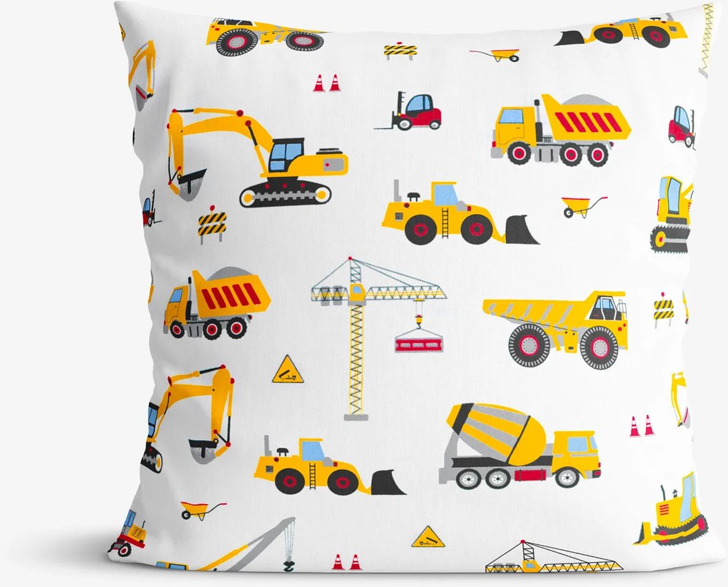 Goldea detská bavlnená obliečka na vankúš - nákladné autá a bagre 30 x 50 cm
