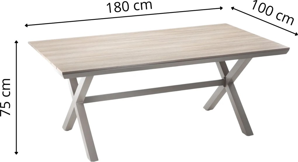 Záhradný stôl Alumio 180 cm hnedý/béžový