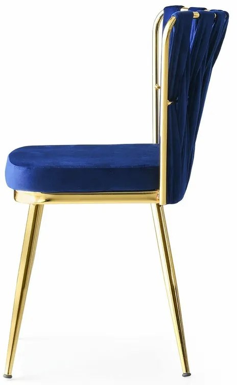Sada jedálenských stoličiek Kusakli Navy Blue andGold, 4 ks, 4 ks