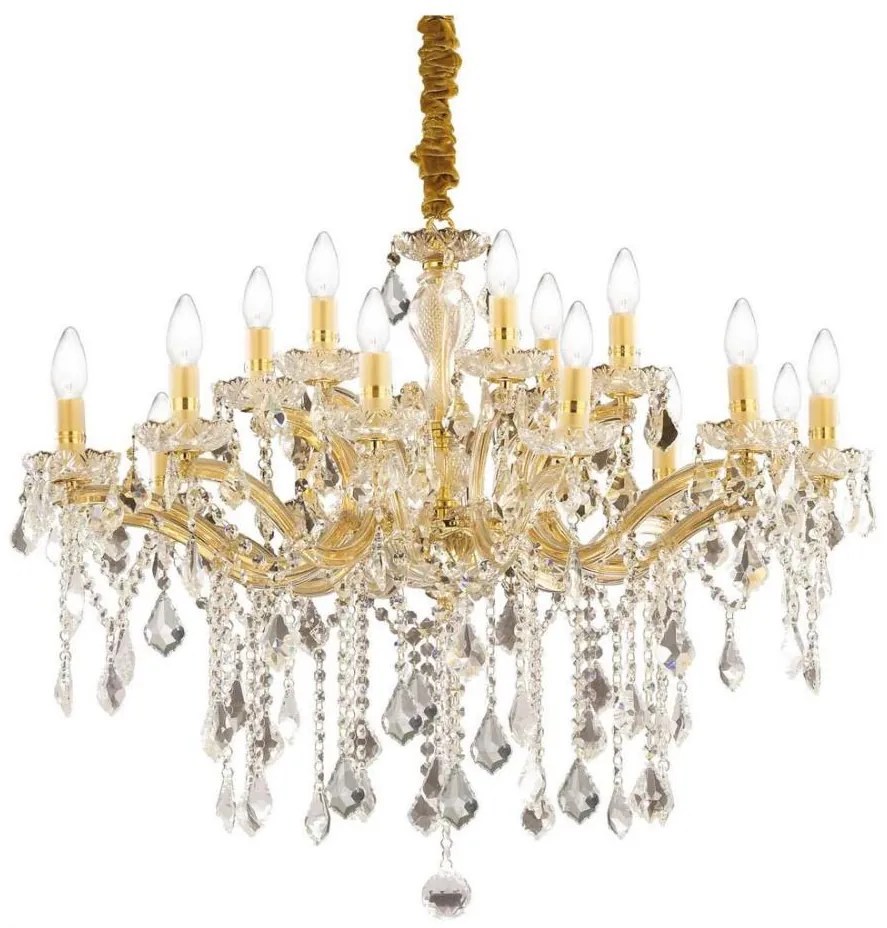 Ideal Lux - Krištáľový luster na reťazi FLORIAN 18xE14/40W/230V pr. 86 cm zlatá