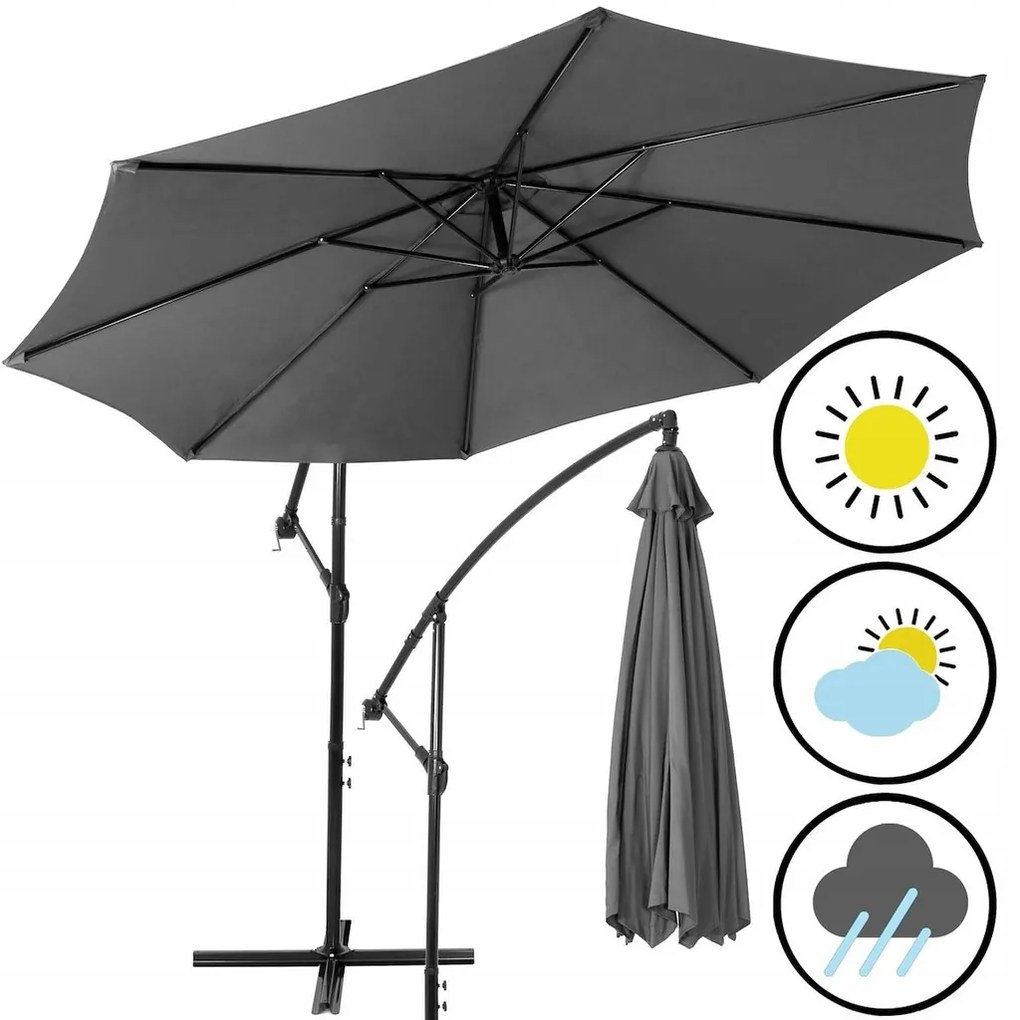 Záhradný slnečník 300 cm SPRINGOS GU0025 – tmavosivý