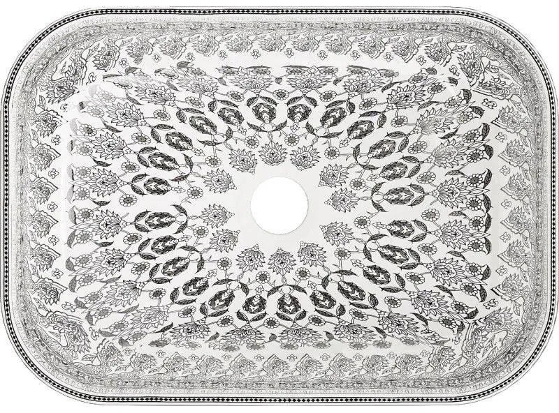 Mexen Rita, umývadlo na dosku 455x325x135 mm, biela-čierny vzor, 21084586