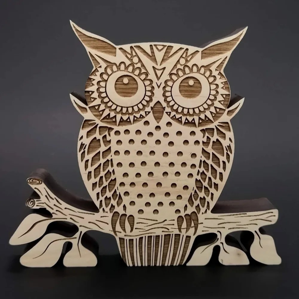 AMADEA Drevená dekorácia sova, masívne drevo 15x13x1, 8 cm