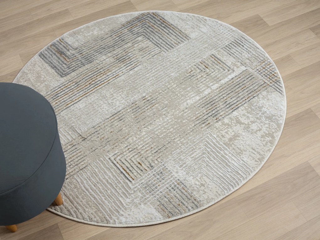 My Flair, Kusový koberec My Way CA60058 creme kruh, 120x120 (priemer) kruh, šedá, chodba / predsieň