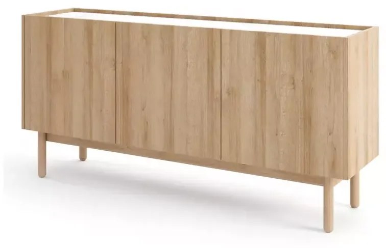 Komoda Boho La 144x68 cm dub riviéra/biely mramor