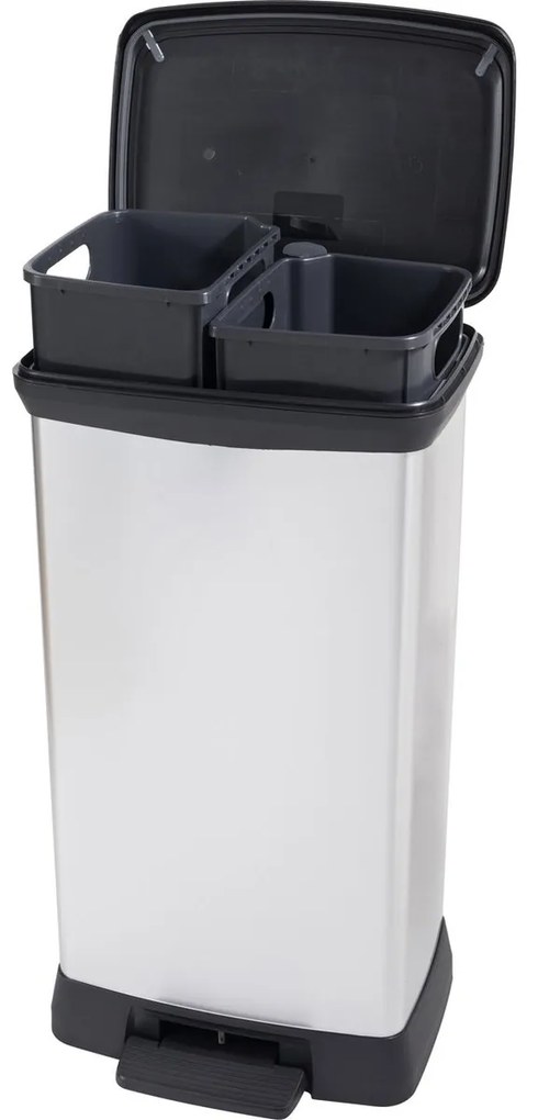 Curver Odpadkový kôš DECO BIN Duo 23L+23L, strieborný