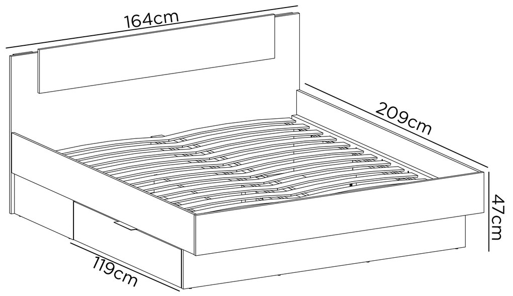 Manželská posteľ 160 cm Lewell (s čelným rámom) (s úl. priestorom) (biela). Akcia -21%. Vlastná spoľahlivá doprava až k Vám domov. 1092104