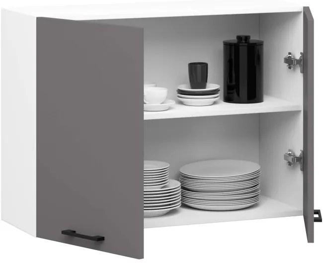 Horná kuchynská skrinka OLIWIA W80 H580 biela / grafitová / sivá