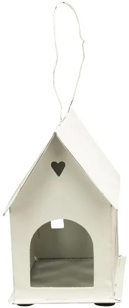 Krémový antik kovový domček na sviečku ClairBlanc - 12*7*11cm