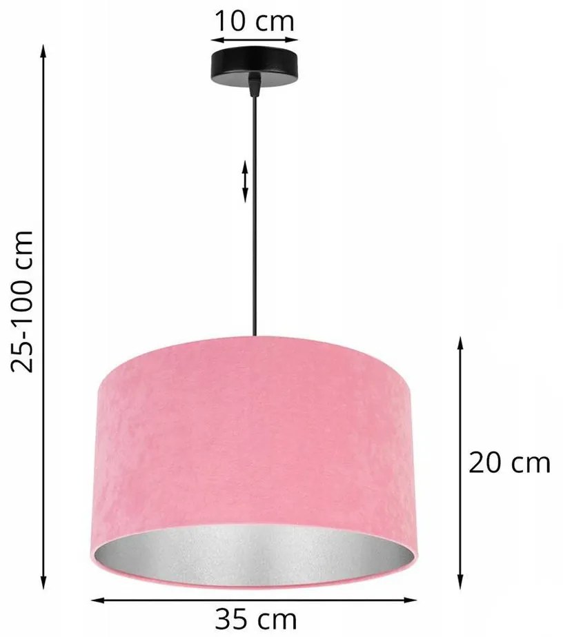 Závesné svietidlo Mediolan, 1x ružové/chrómové textilné tienidlo, (výber z 2 farieb konštrukcie)