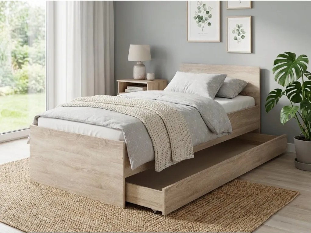 Úložný box pod posteľ ELISA 200 cm, dub sonoma
