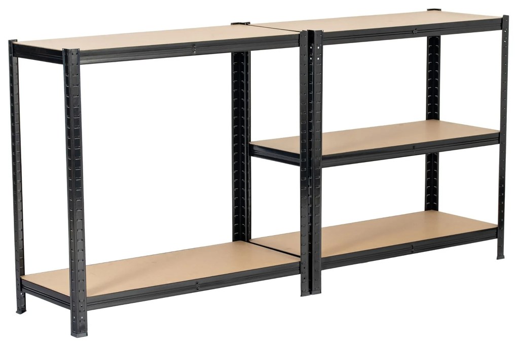 Sada 2 ks kovových regálů REGMET 90x40x180 cm černá