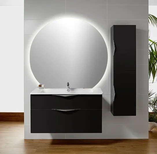 Sapho Sapho, DARA CUT LED podsvietené zrkadlo 20W, ø 100x90cm, vykurovacia fólia, 30562CI