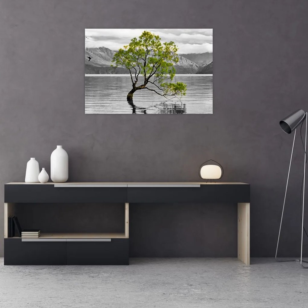 Obraz stromu uprostred jazera (90x60 cm)