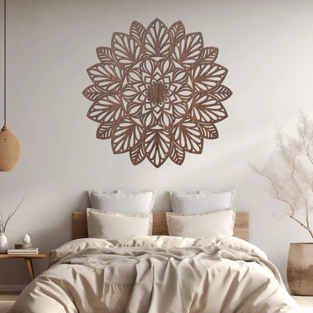 Drevená mandala na stenu | LOTUS: HDF - Orech 20 cm 4402-83848 HDF0255