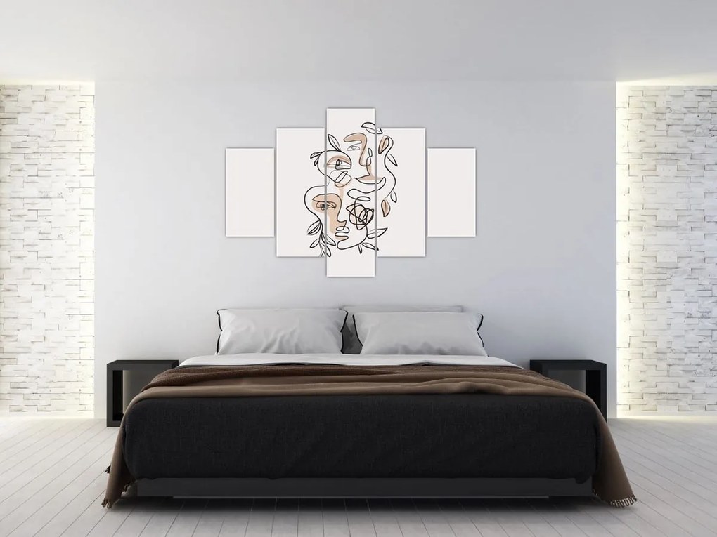 Obraz - Line art tváre (150x105 cm)