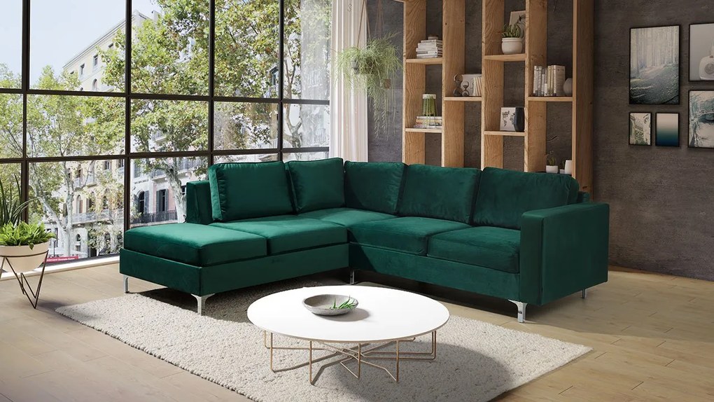 Rohová sedačka Hermes Velvet, Farby: Tiffany 10, Strana: pravá