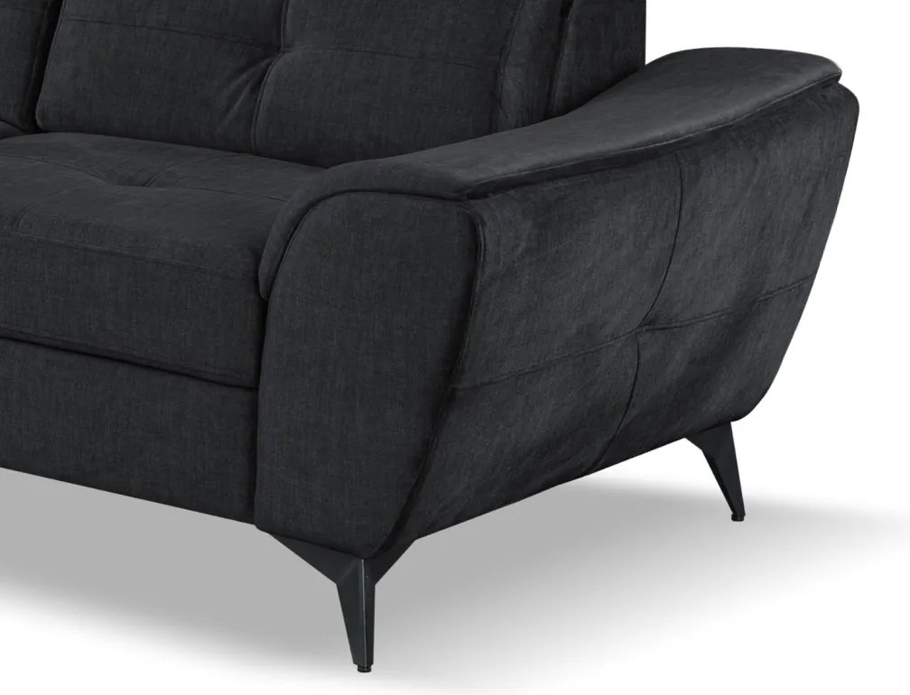 Rohová sedacia súprava Sergio, čierna látka, ľavý roh