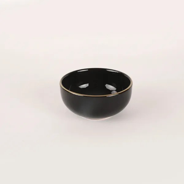 Jedálenská súprava 44 ks čierna/zlatá/kamenina