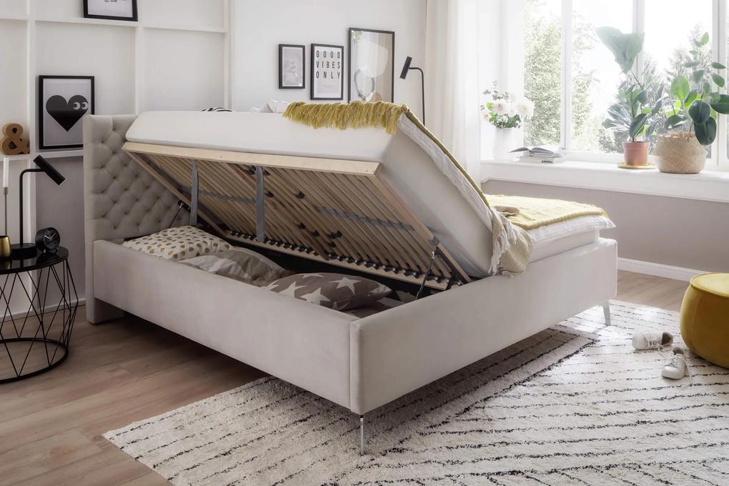Čalúnená posteľ oliver s úložným priestorom 160 x 200 cm béžová MUZZA