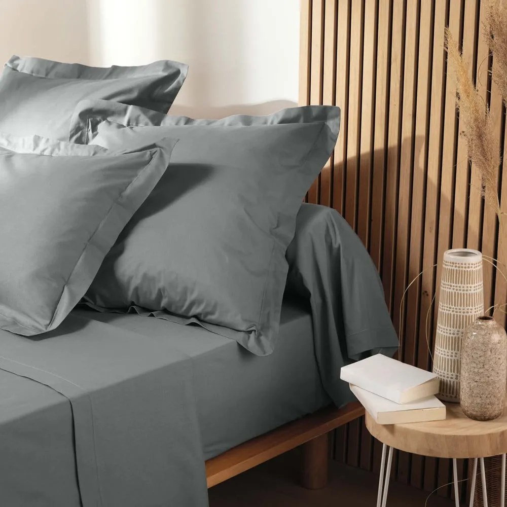 Sivá napínacia plachta z Bio bavlny 140x190 cm Biolina – douceur d'intérieur