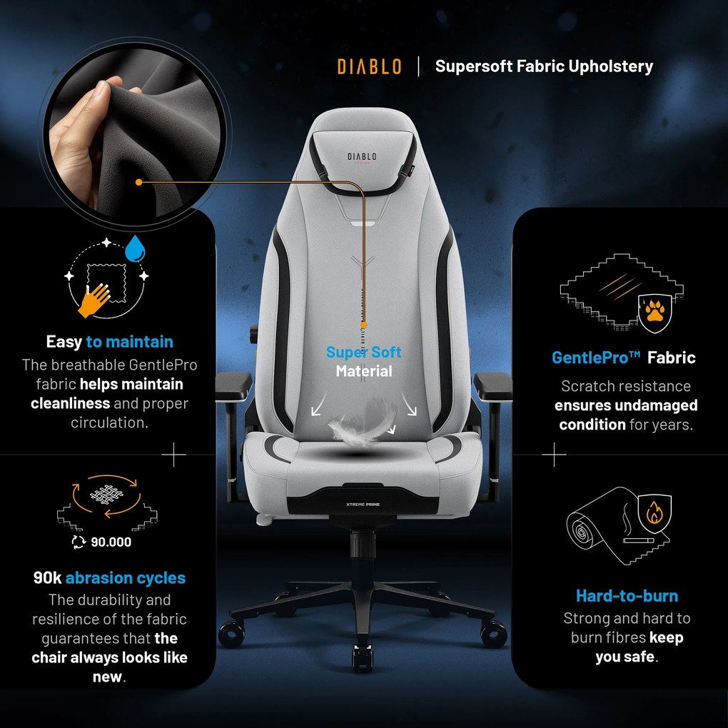 Herné kreslo Normal Size v sivý-čierny: Diablo X-Eye Prime Nightwolf Moon