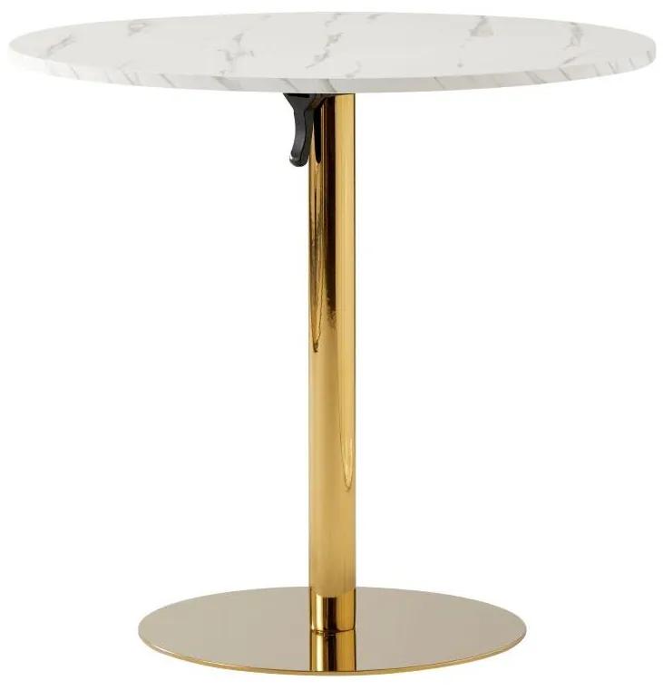 Jedálenský stôl 80 LAMANT (svetlý mramor + gold chróm + zlatá) (pre 2 osoby). Vlastná spoľahlivá doprava až k Vám domov. 1091476