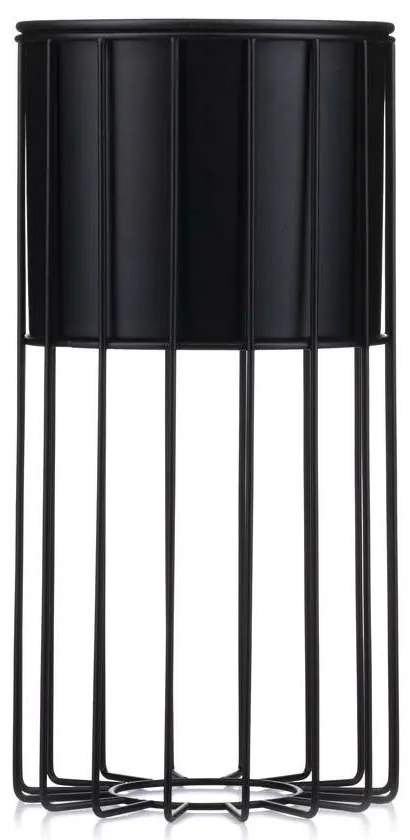 KOVOVÝ KVETINÁČ SO STOJANOM GLAM 42X20 CM ČIERNA