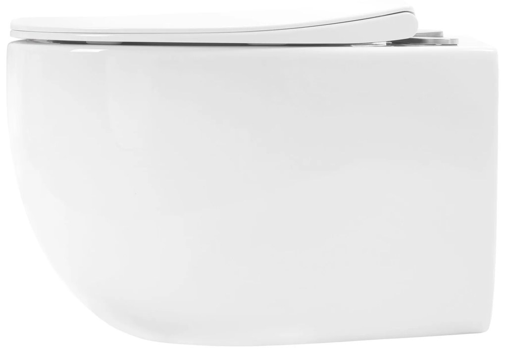 Rea Lars, závesná WC misa Rimless 50x37x29 cm vrátane sedadla s pomalým zatváraním, biela, REA-C9500